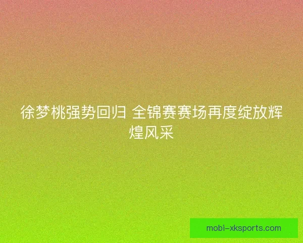 徐梦桃强势回归 全锦赛赛场再度绽放辉煌风采
